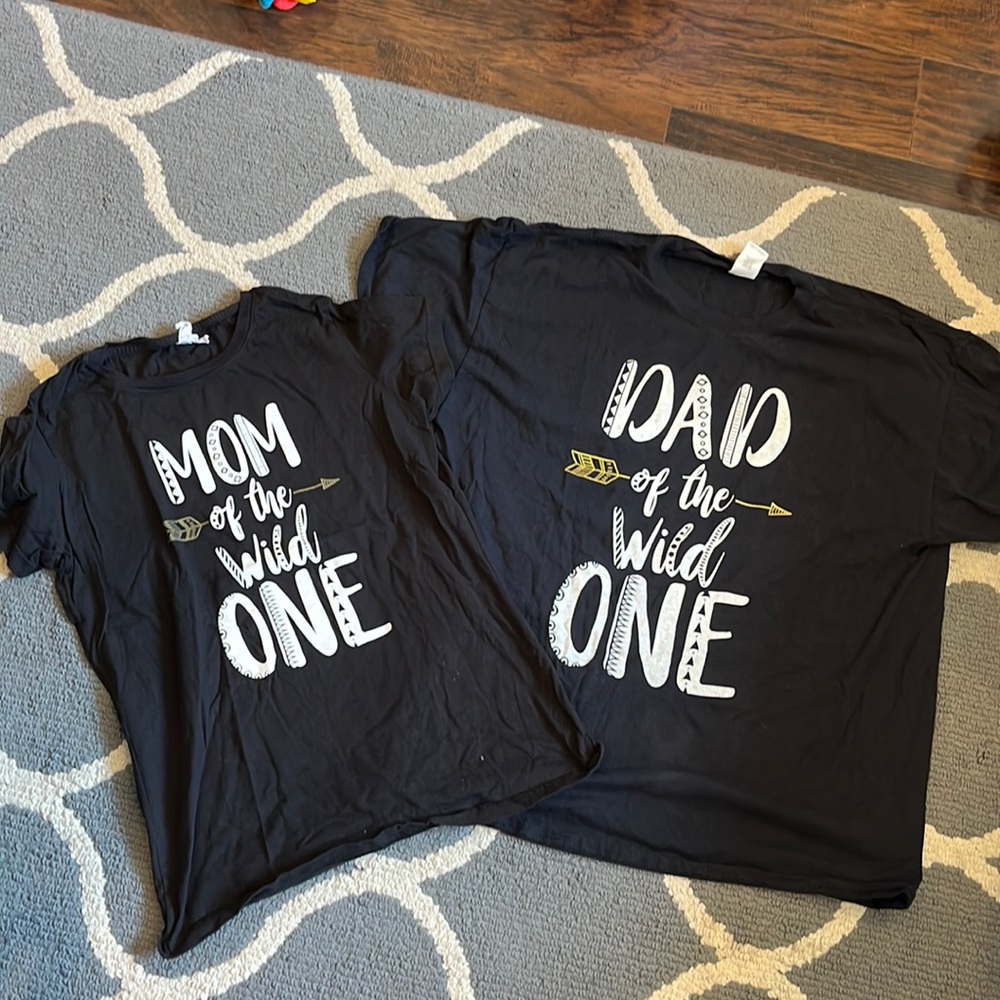Dad and mom of the wild one tshirts set !